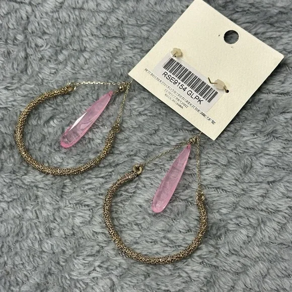 Mia Collection Gold Pink Fringe Dangle Earrings Fashion Jewelry New With Tags - Picture 6 of 8